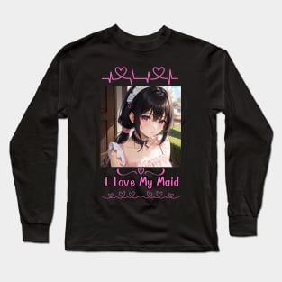 I Love My Maid Heart Anime Girl Long Sleeve T-Shirt